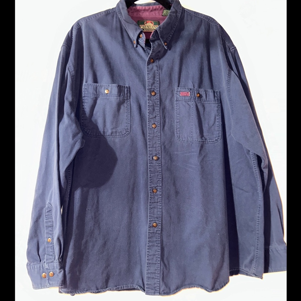 4$ SALE Blue Button-Up vintage cotton shirt